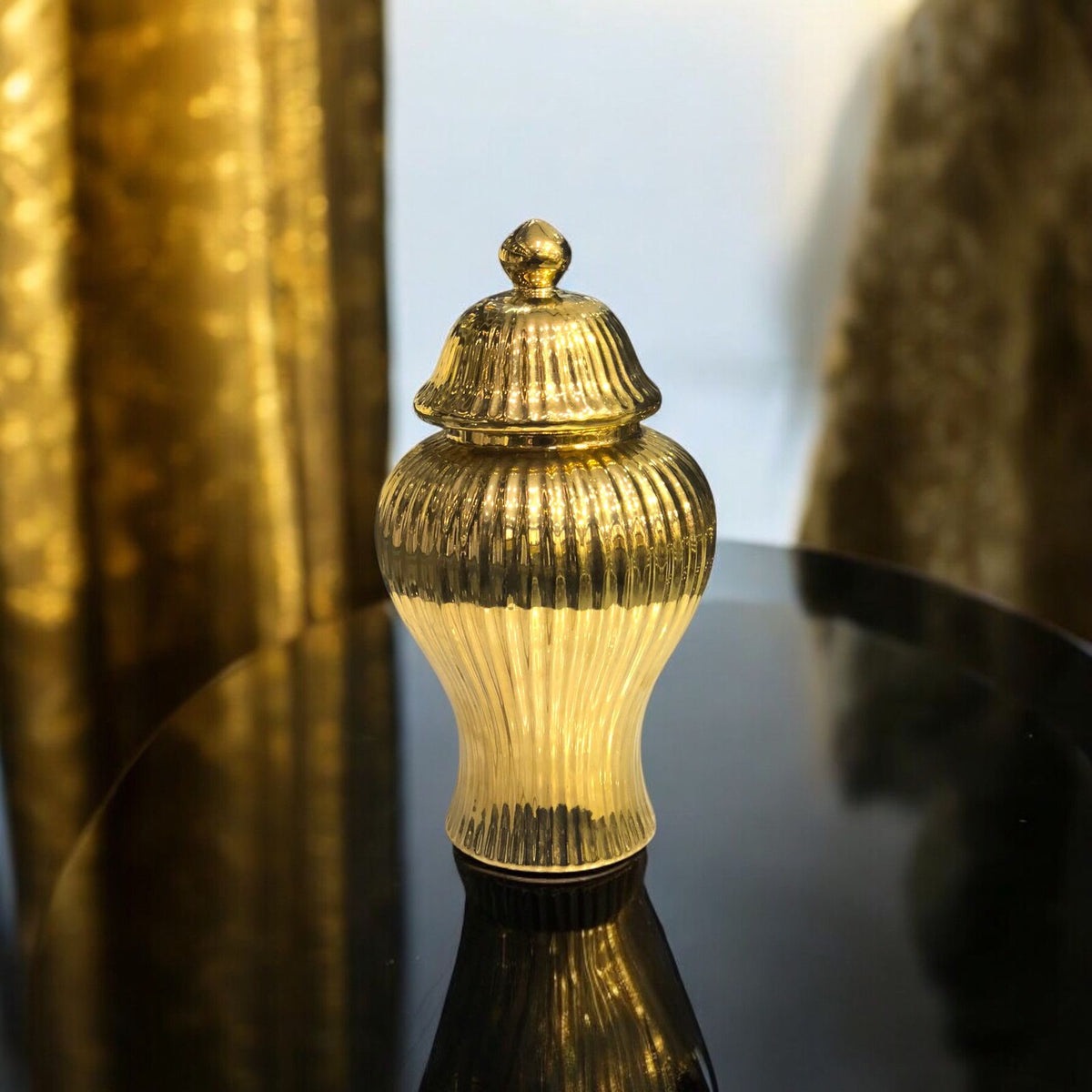 Golden Ceramic Candy Jar (Medium)