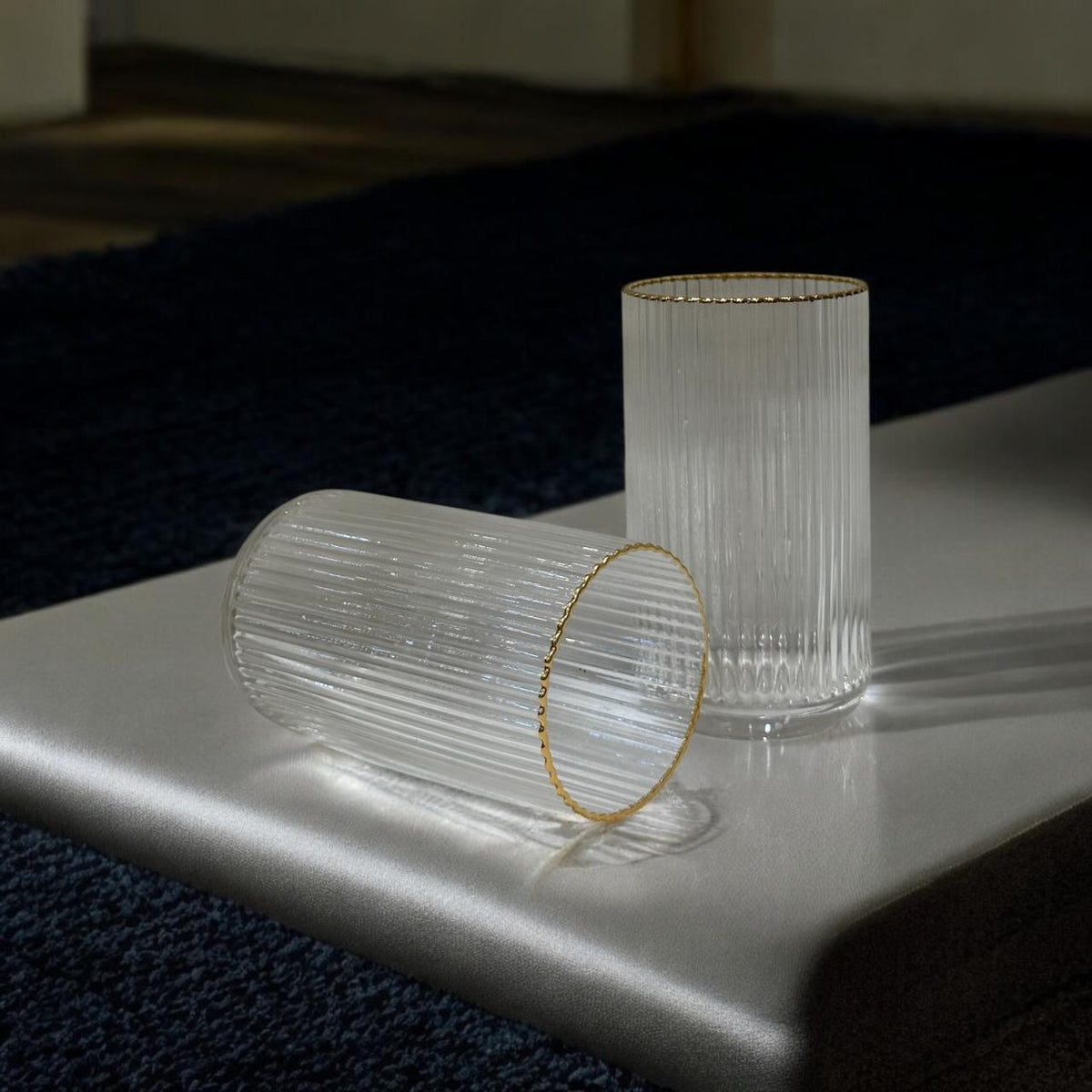 Mat glass with gold ring 6pcs