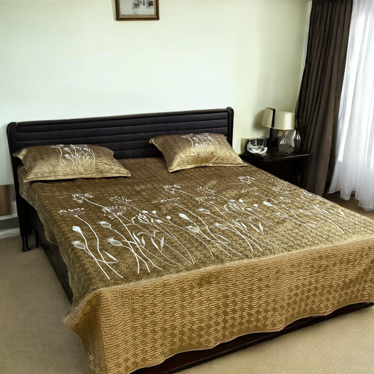 Velvet Embroidery Bedsheets ? 3 Pcs