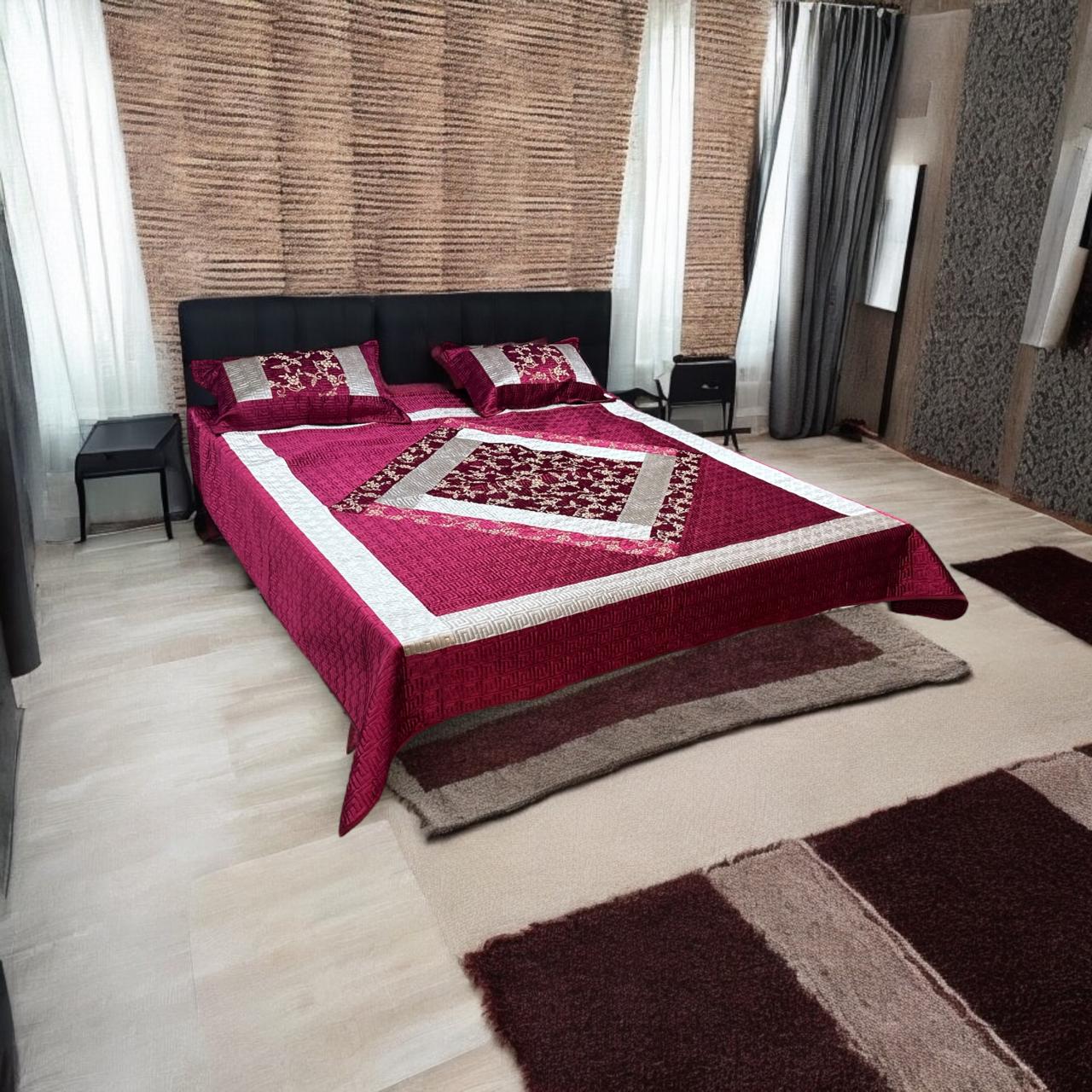 Velvet Embroidery Bedsheets ? 3 Pcs