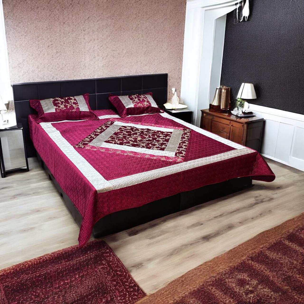 Velvet Embroidery Bedsheets ? 3 Pcs
