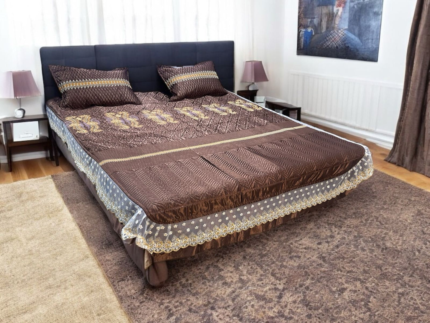 Velvet Embroidery Bedsheets ? 3 Pcs
