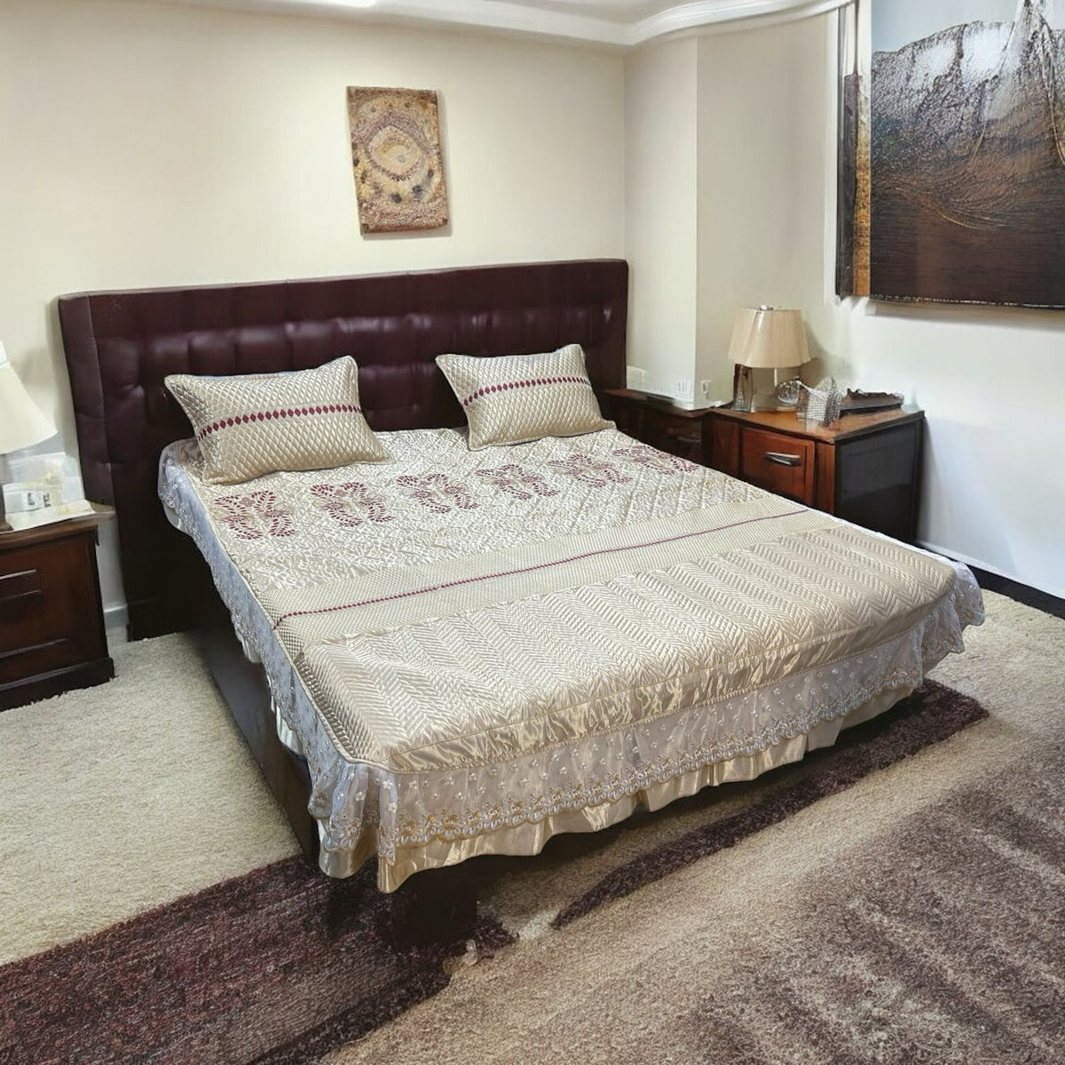 Brown Silk Bedsheets ? 3 Pcs