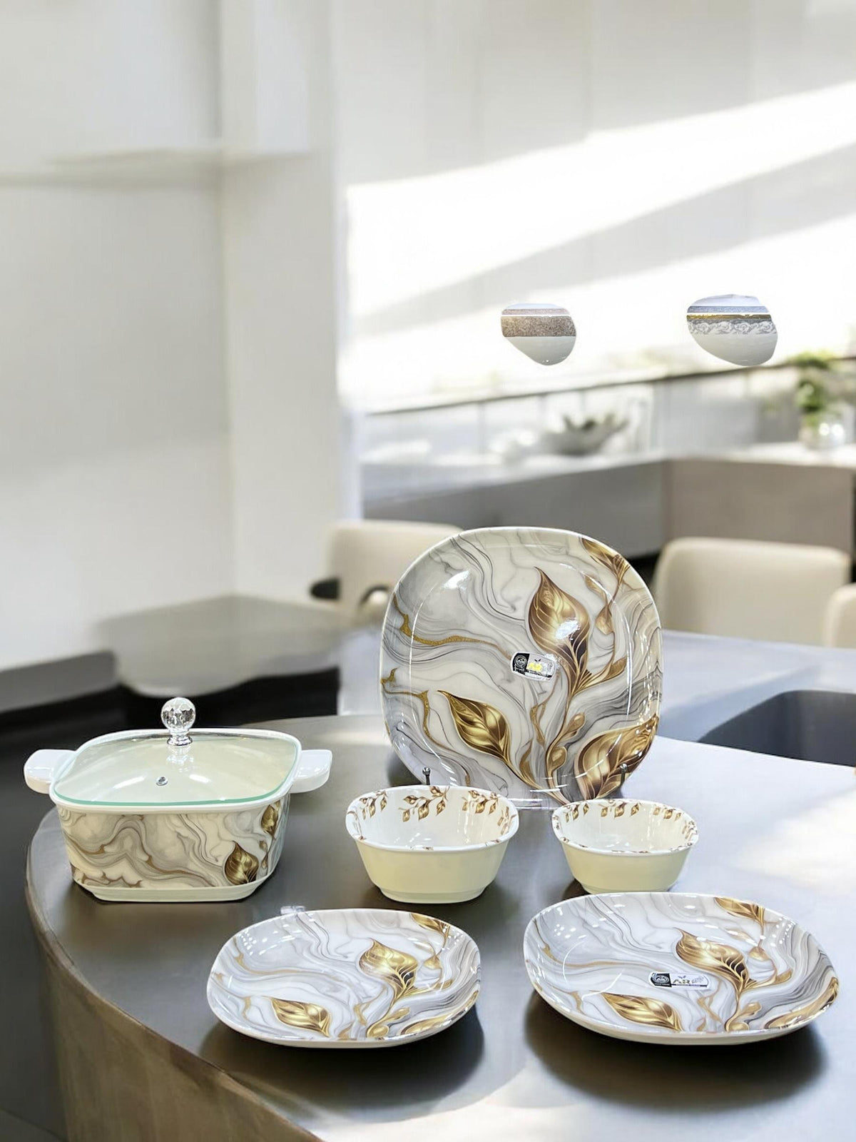 Melamine Dinner with glass lid (72) pcs