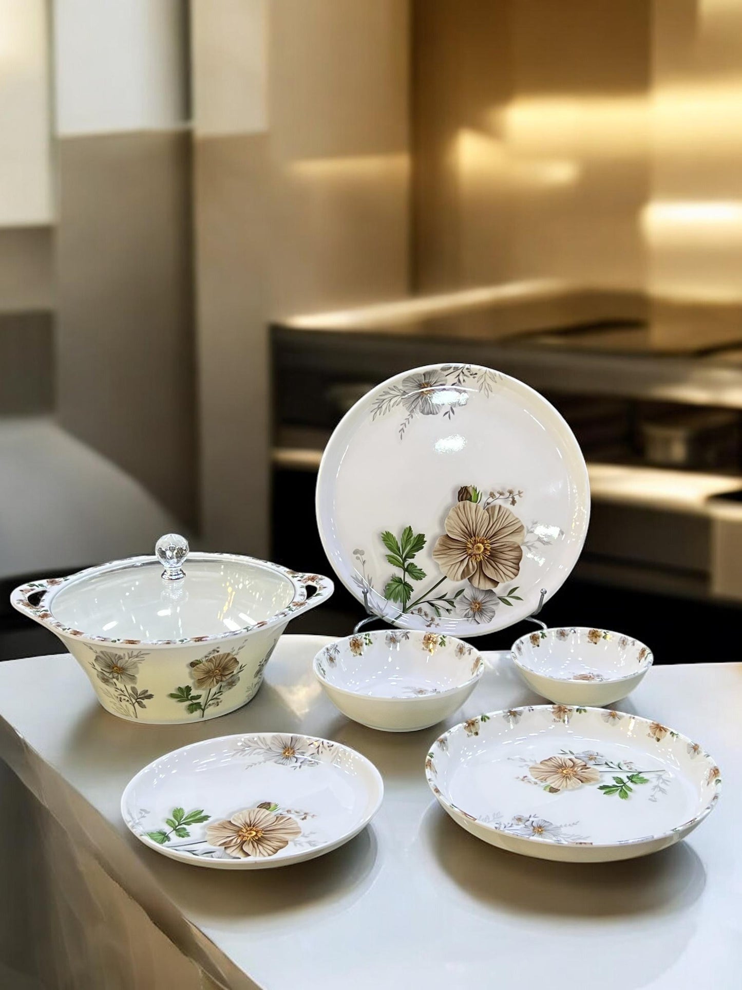 Melamine Dinner with glass lid (72) pcs