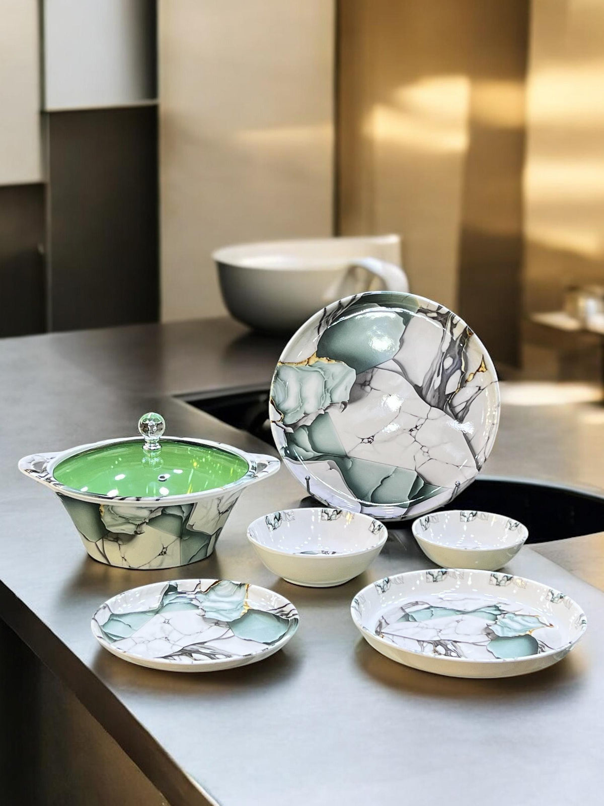 Melamine Dinner with glass lid (72) pcs