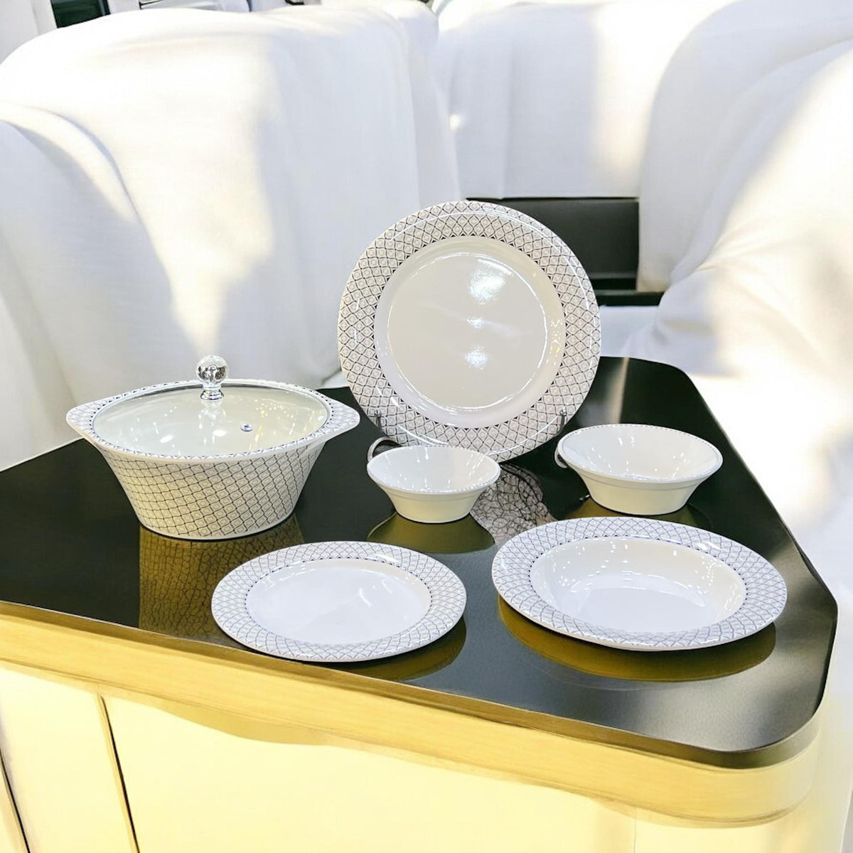 Melamine Dinner with glass lid (72) pcs