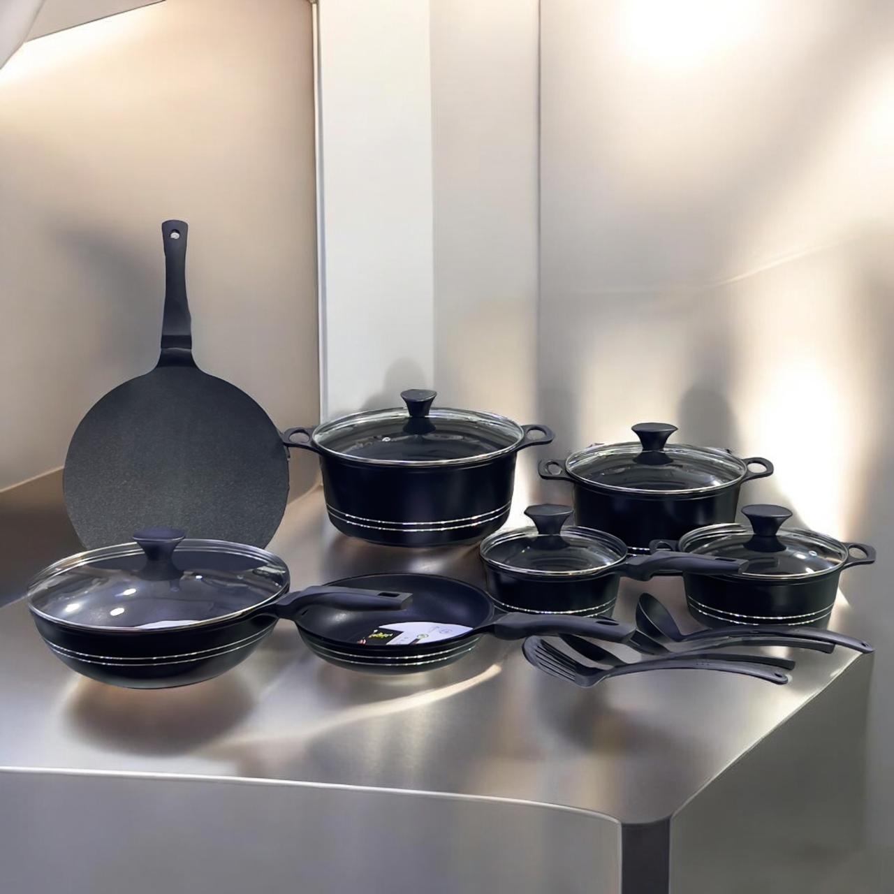 Sonex 17pcs non stick cookware set delux diecast