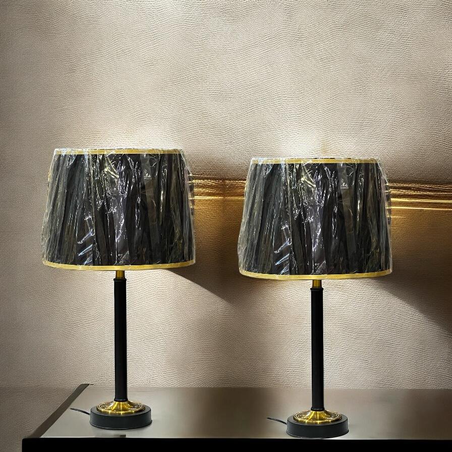 Metal lamp pair with shade