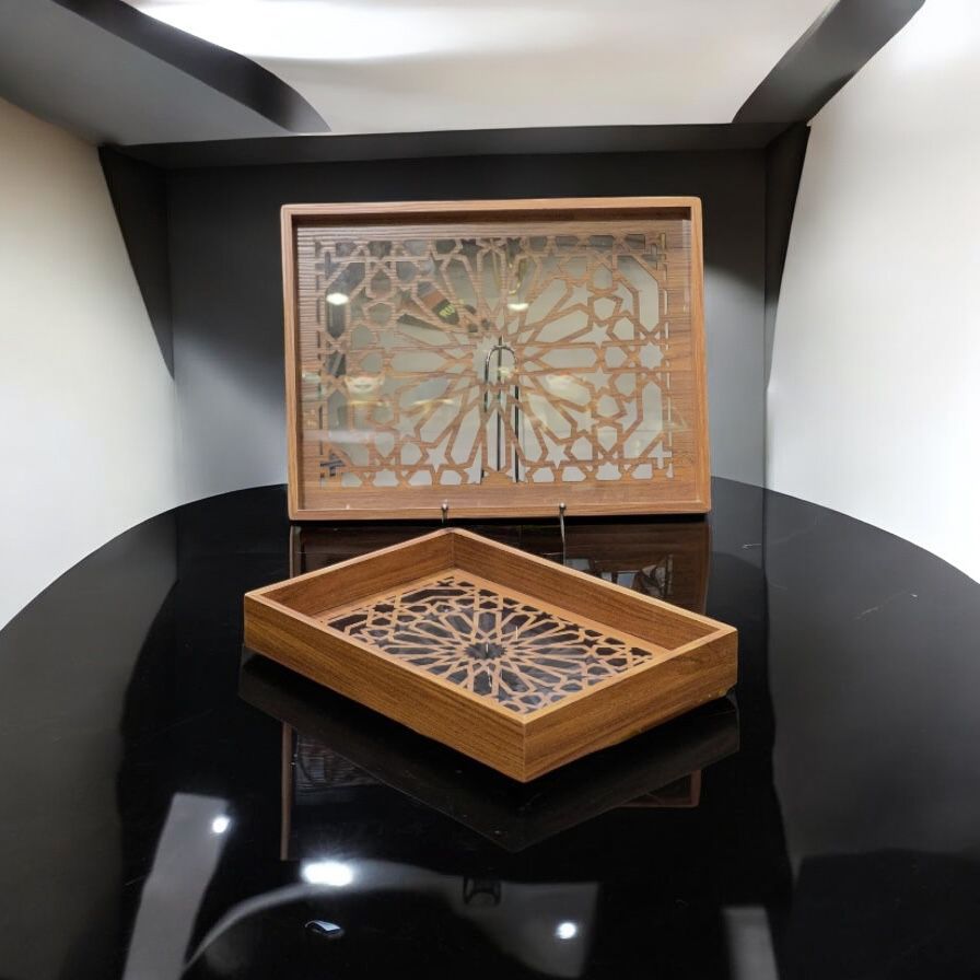 wood tray 2 pc set