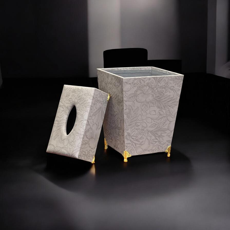 leather dustbin with tissue box