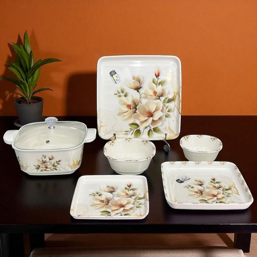 Melamine Dinner Set 72 pcs with Glass Lid