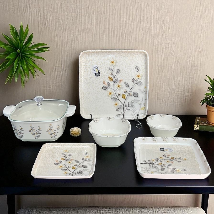 Melamine Dinner Set 72 pcs with Glass Lid