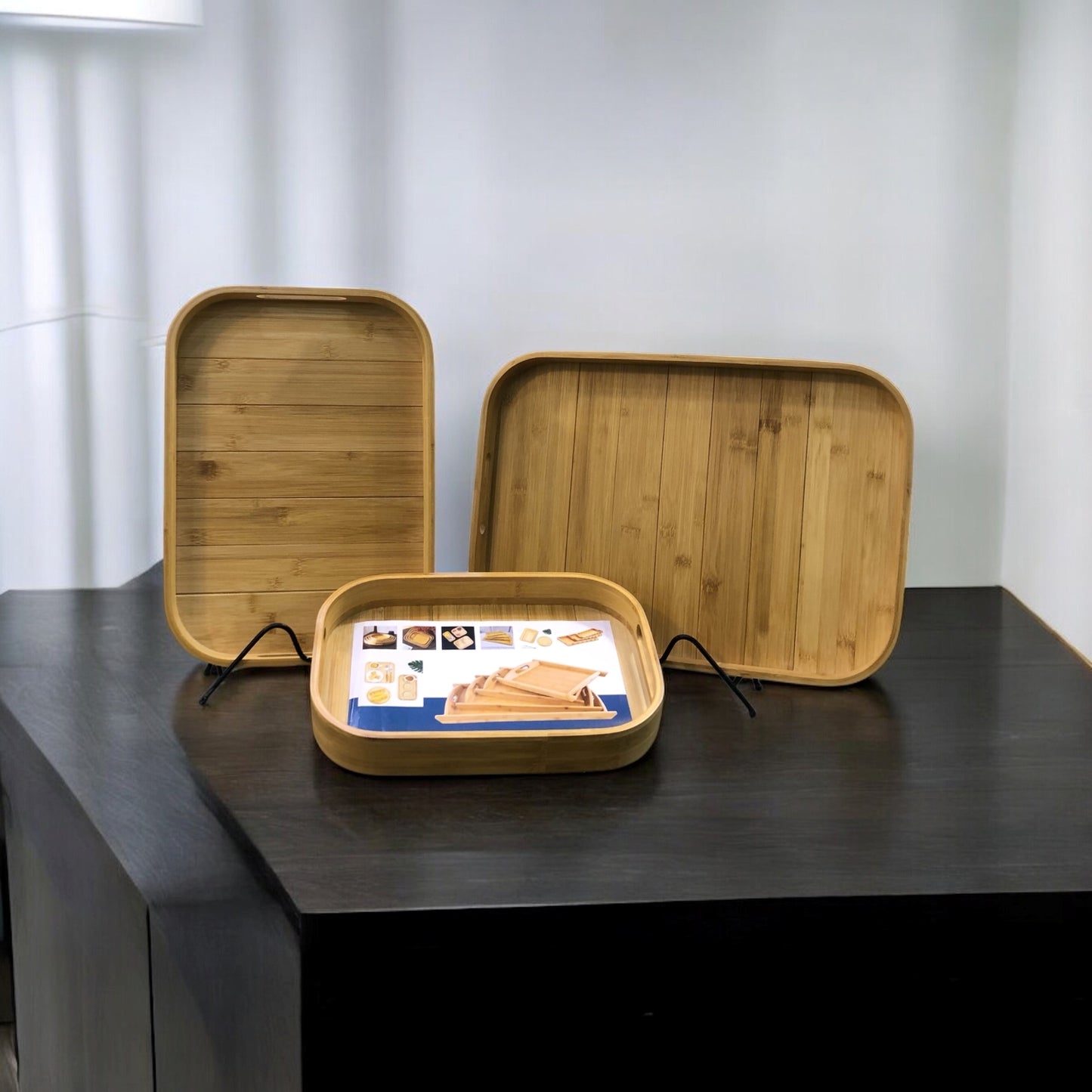 3-Piece Wooden Tray Set
