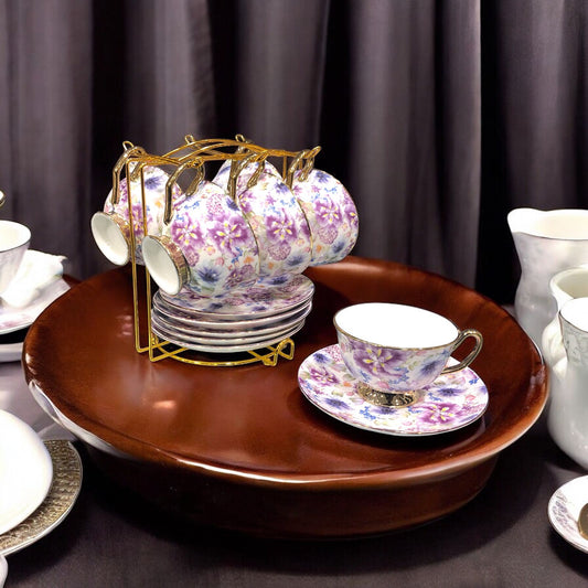 6 cup and saucer with stand