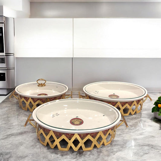 Original Versace Buffet Red Dishes 3-Piece Set