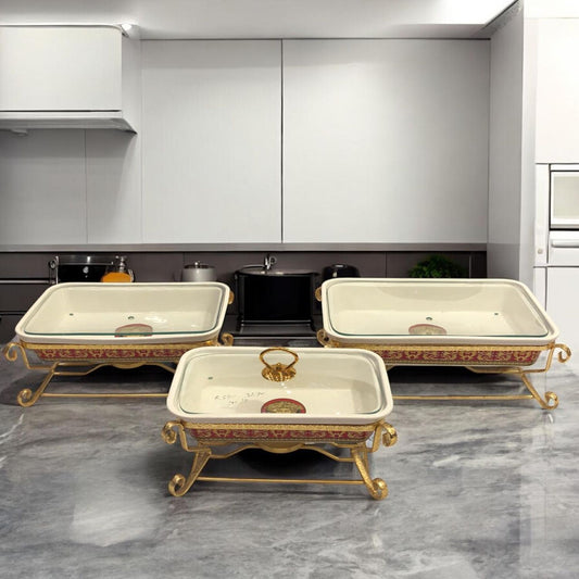 Original Versace square Buffet Red Dishes 3-Piece Set