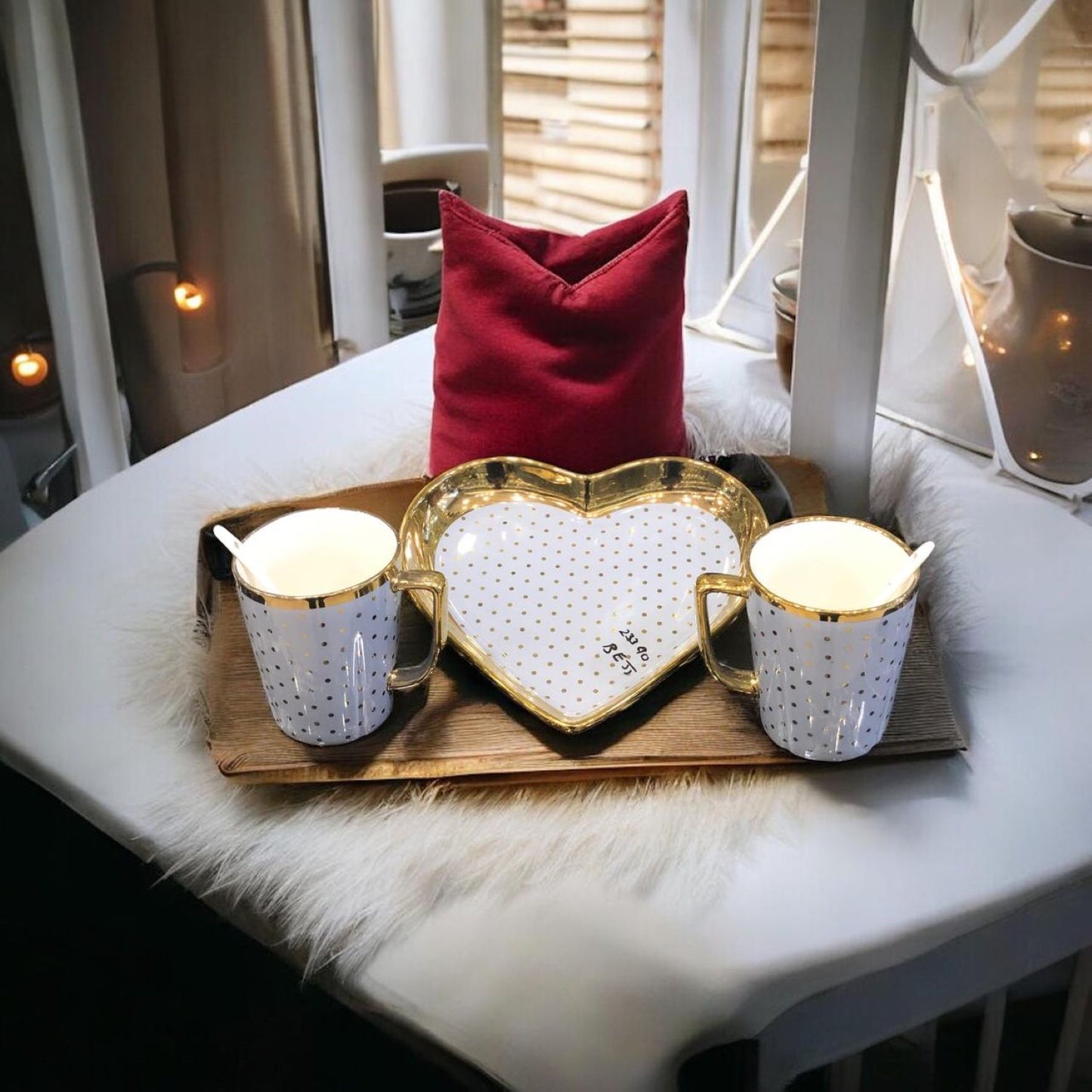 Heart-Themed Crockery Set