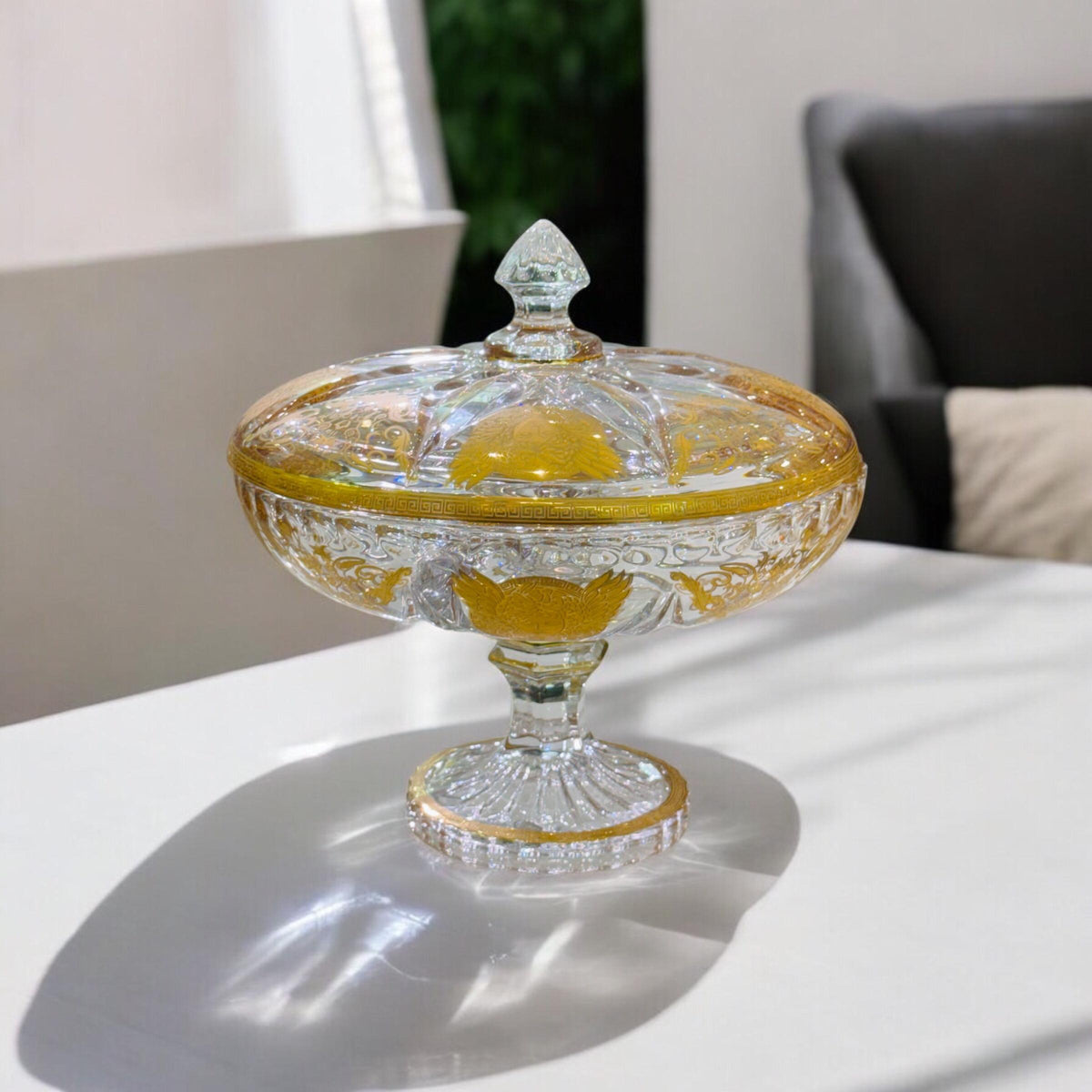 Crystal Versace Dry fruit dish with lid 