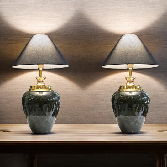 Ceramic Lamps Pair with Shade 