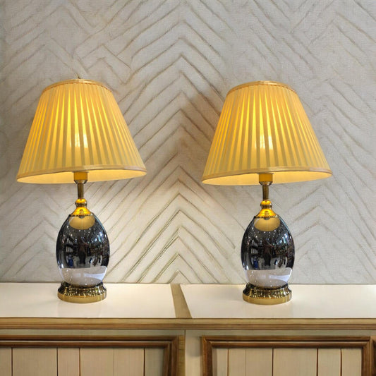Glass Lamps Pair with Shade 