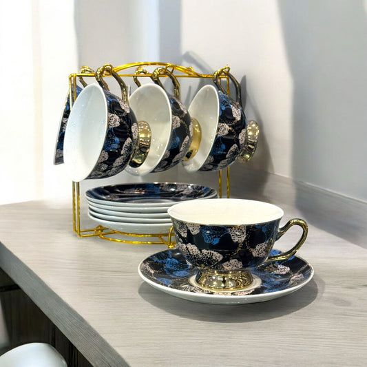 6 cup and saucer with stand