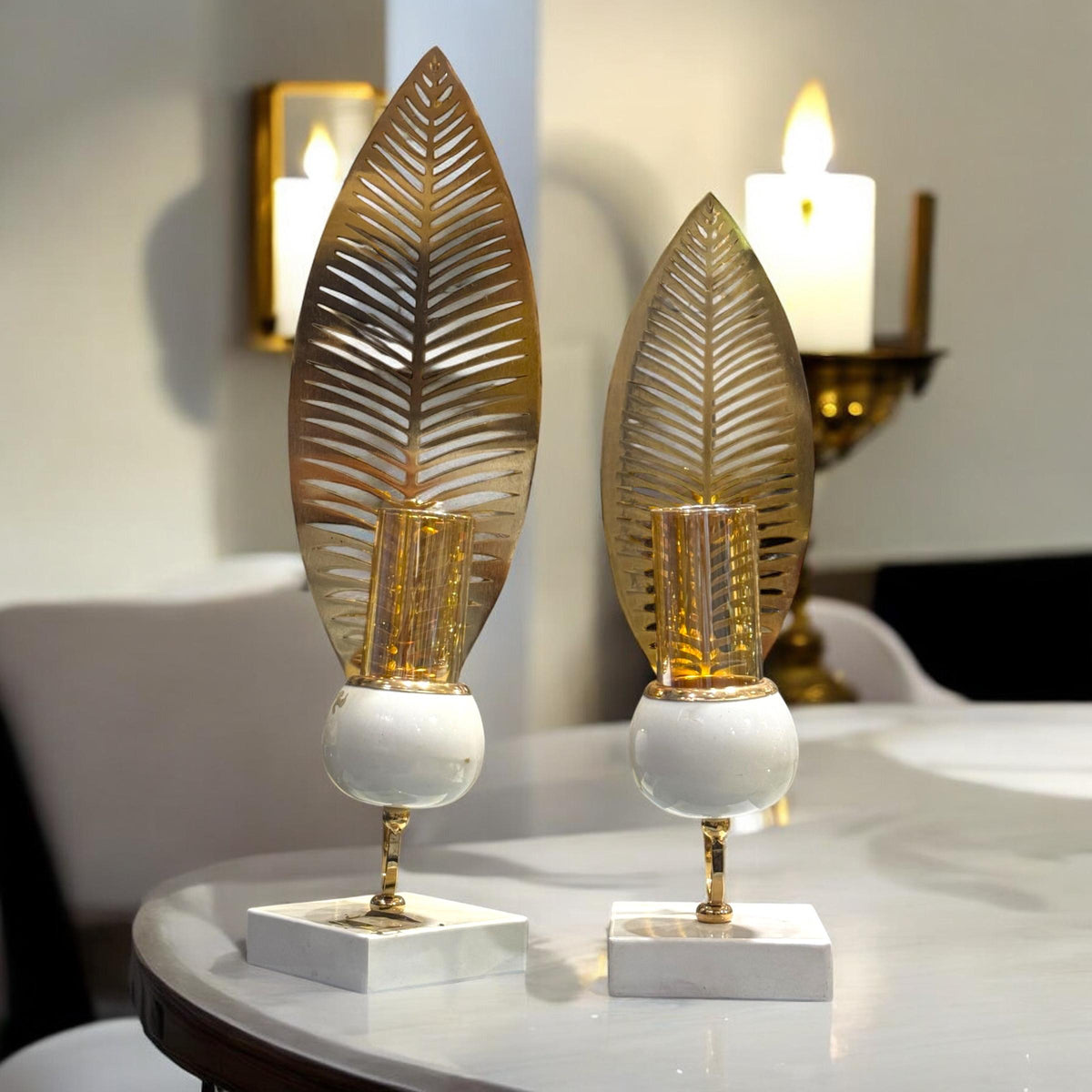Leaf Candle Stand Pair
