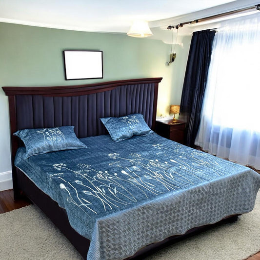 Velvet Embroidery Bedsheets ? 3 Pcs