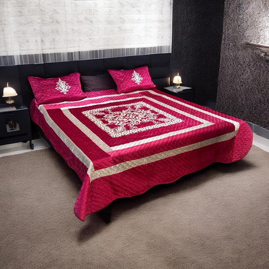 Velvet Embroidery Bedsheets ? 3 Pcs
