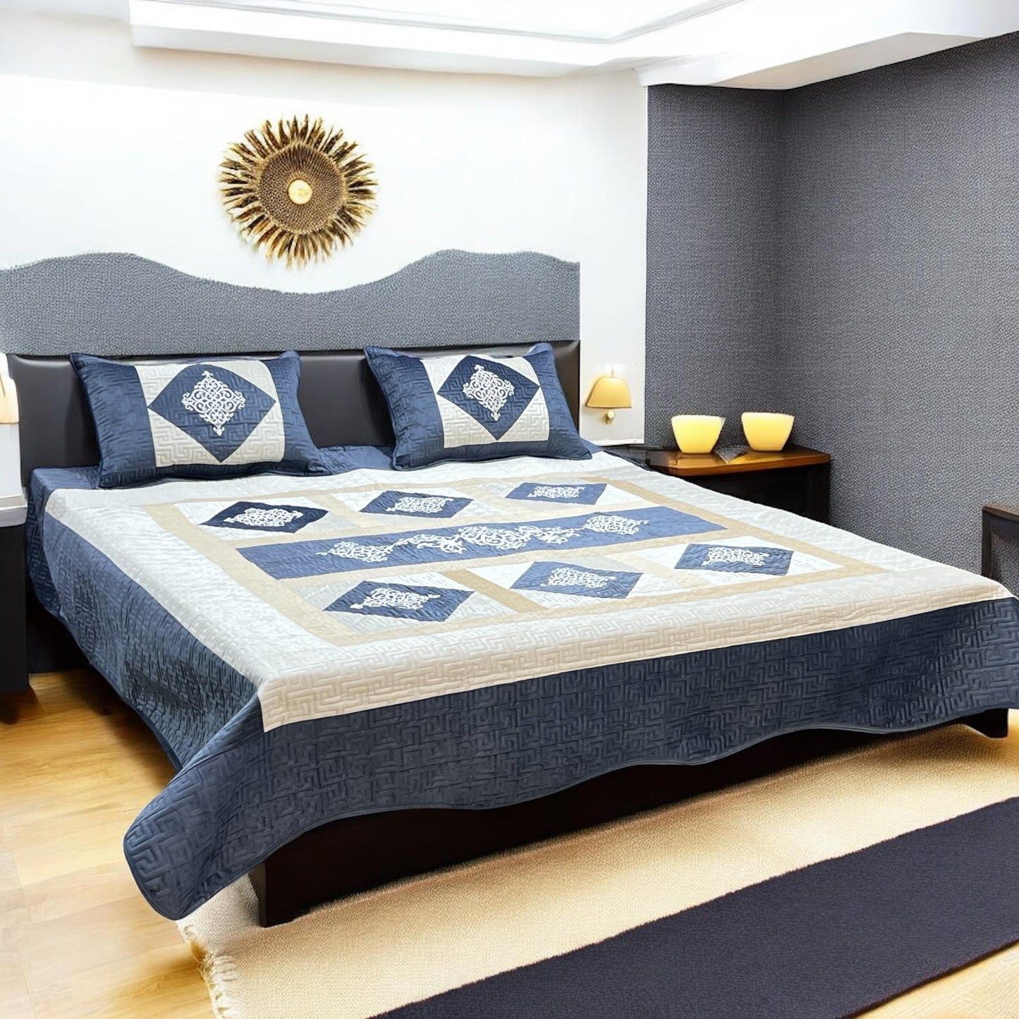Fancy Velvet Bedsheet 3 pc set