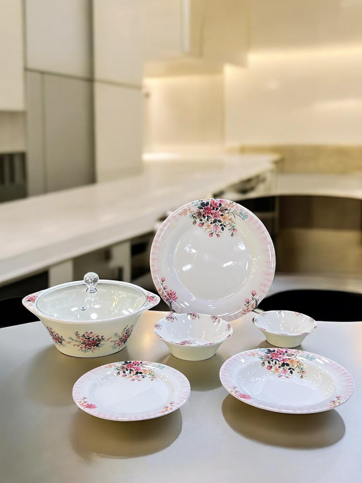 Melamine Dinner with glass lid (72) pcs
