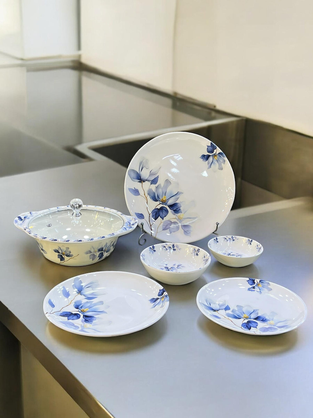 Melamine Dinner with glass lid (72) pcs