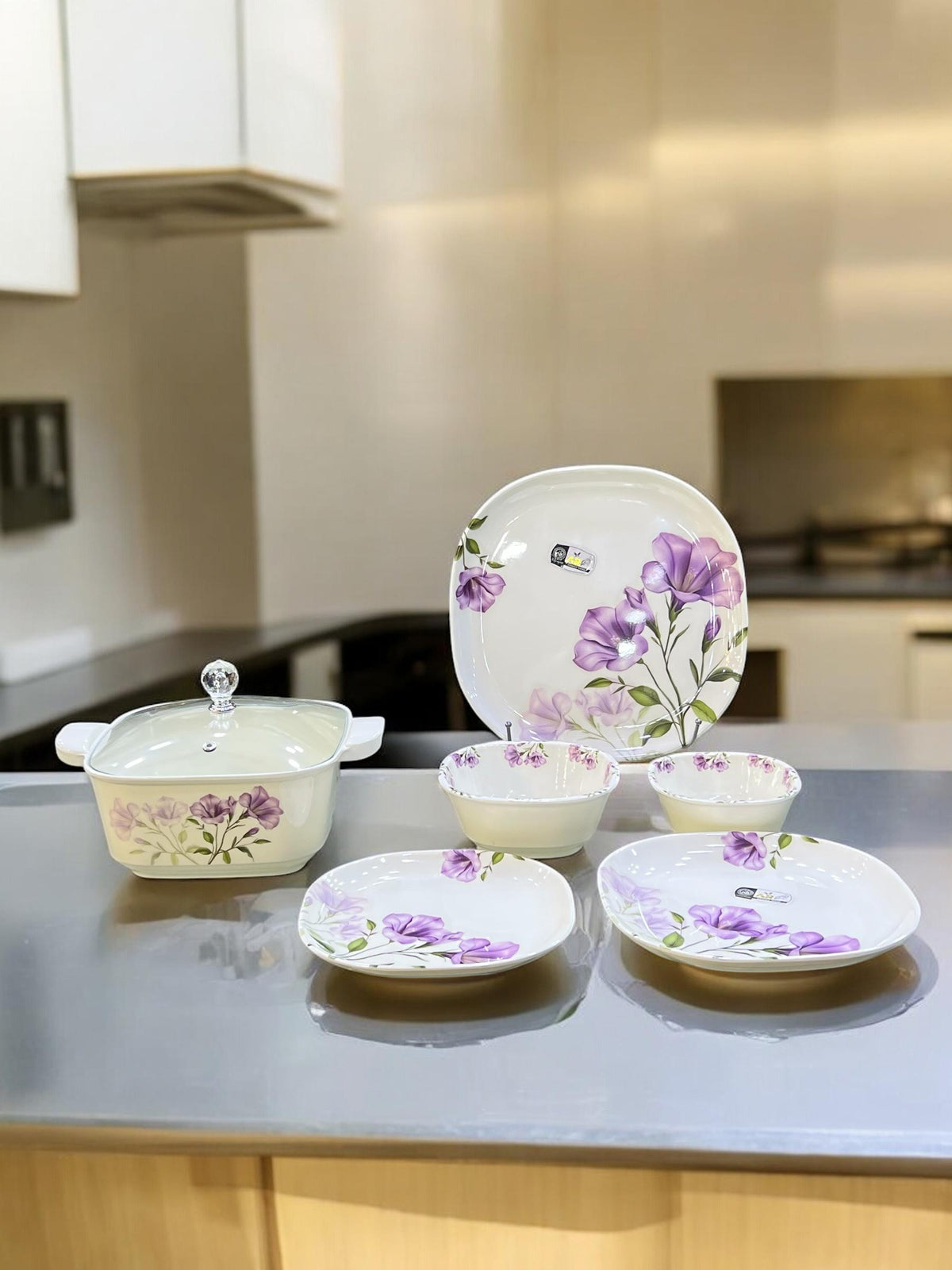 Melamine Dinner with glass lid (72) pcs