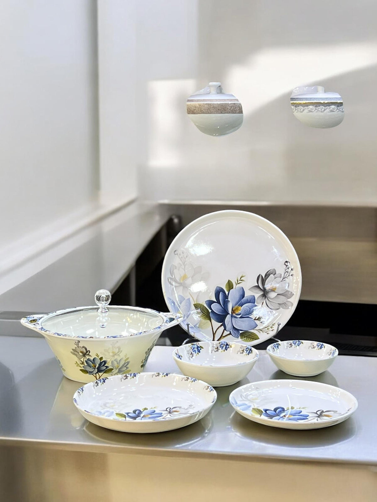 Melamine Dinner with glass lid (72) pcs