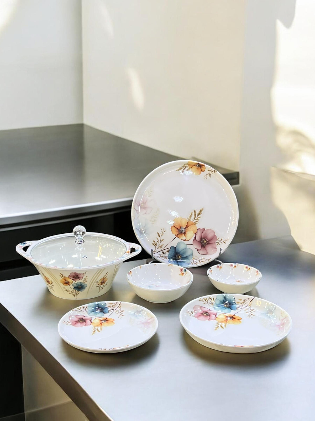 Melamine Dinner with glass lid (72) pcs
