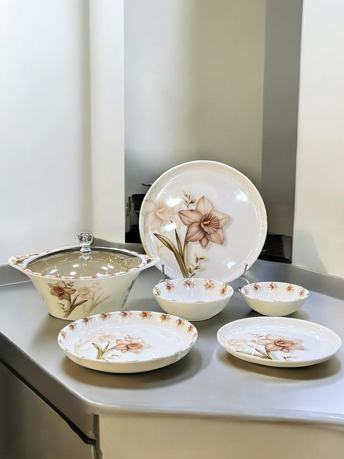 Melamine Dinner with glass lid (72) pcs