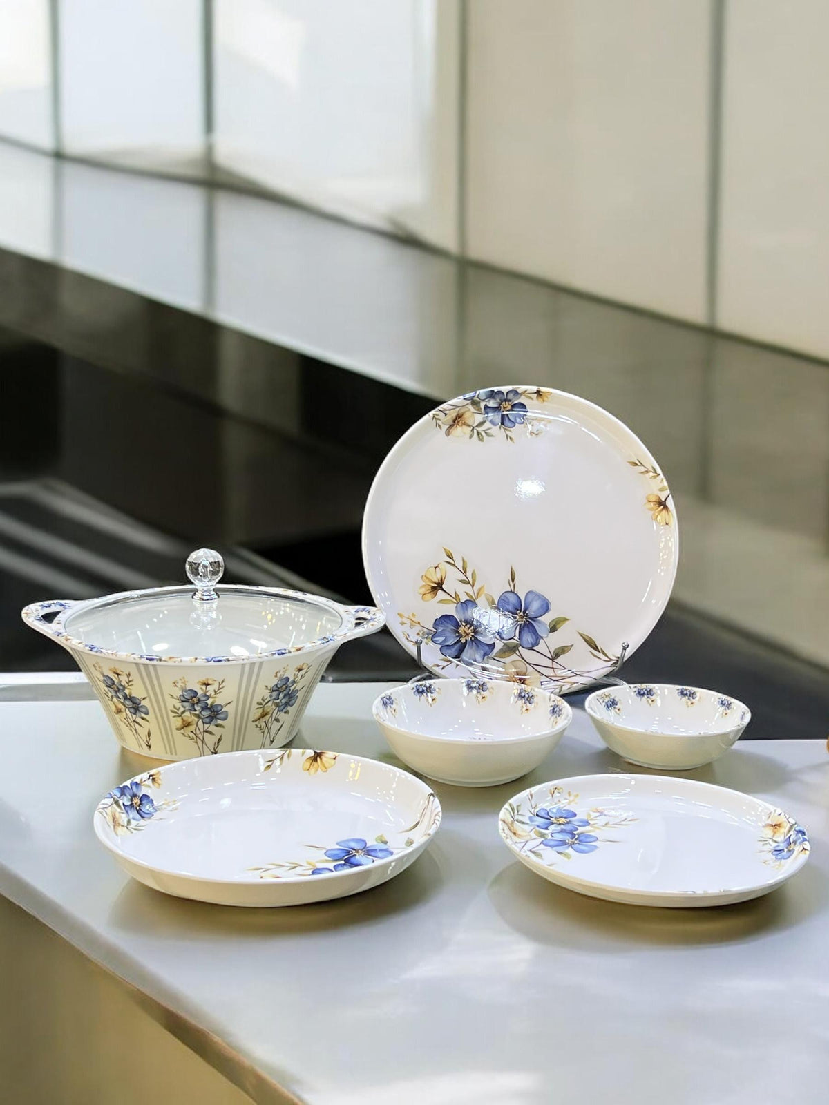 Melamine Dinner with glass lid (72) pcs