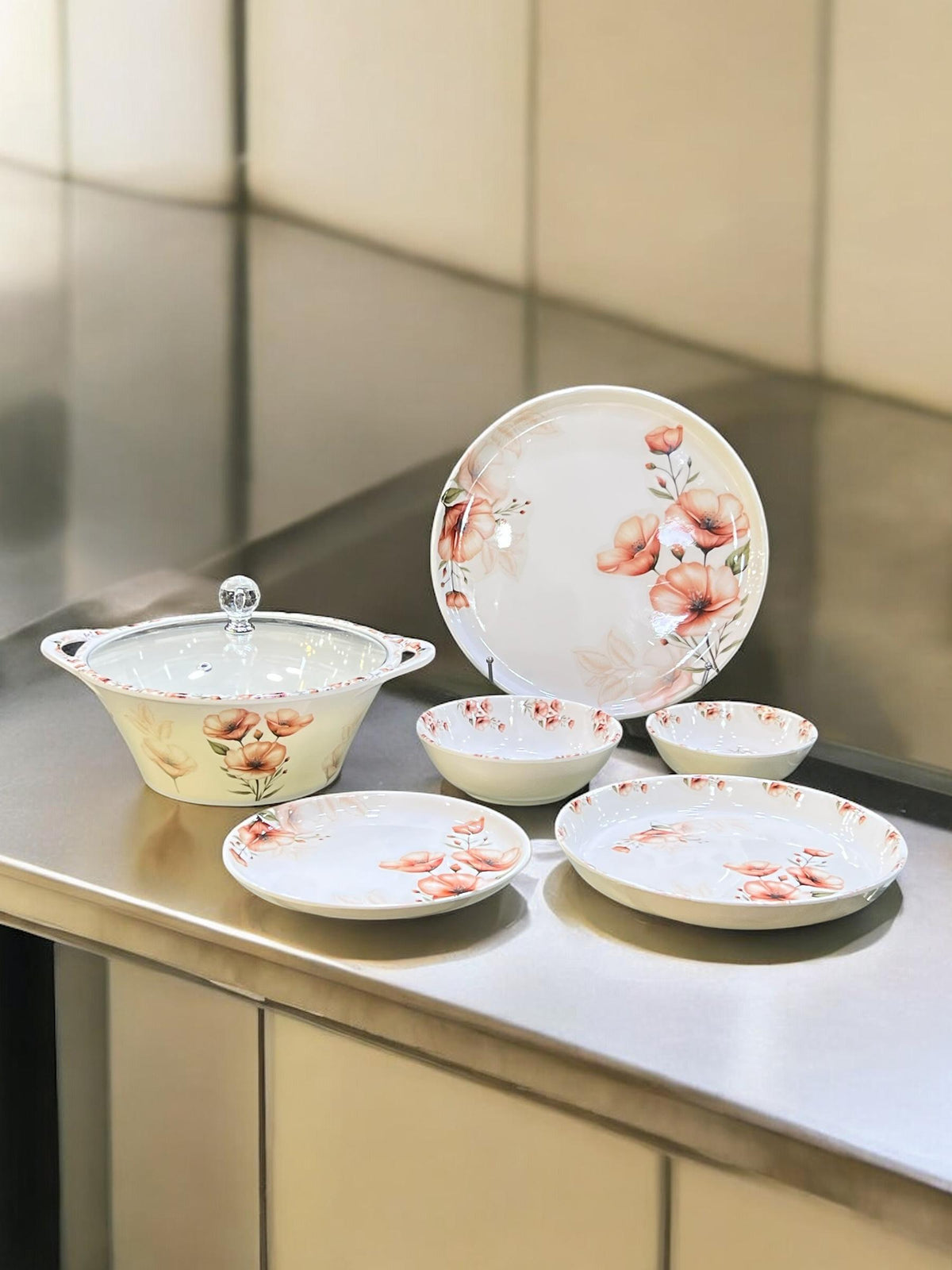 Melamine Dinner with glass lid (72) pcs