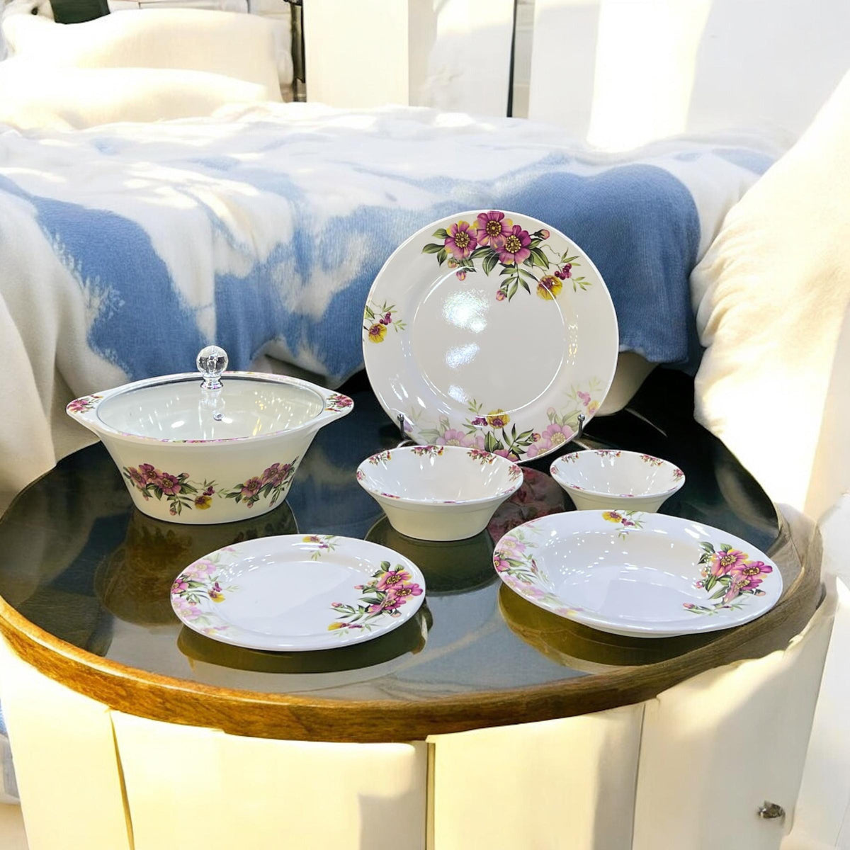Melamine Dinner with glass lid (72) pcs