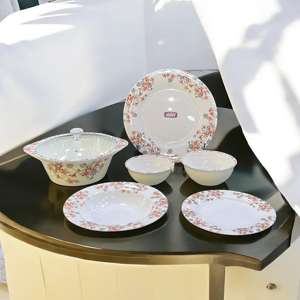 Melamine Dinner with glass lid (72) pcs