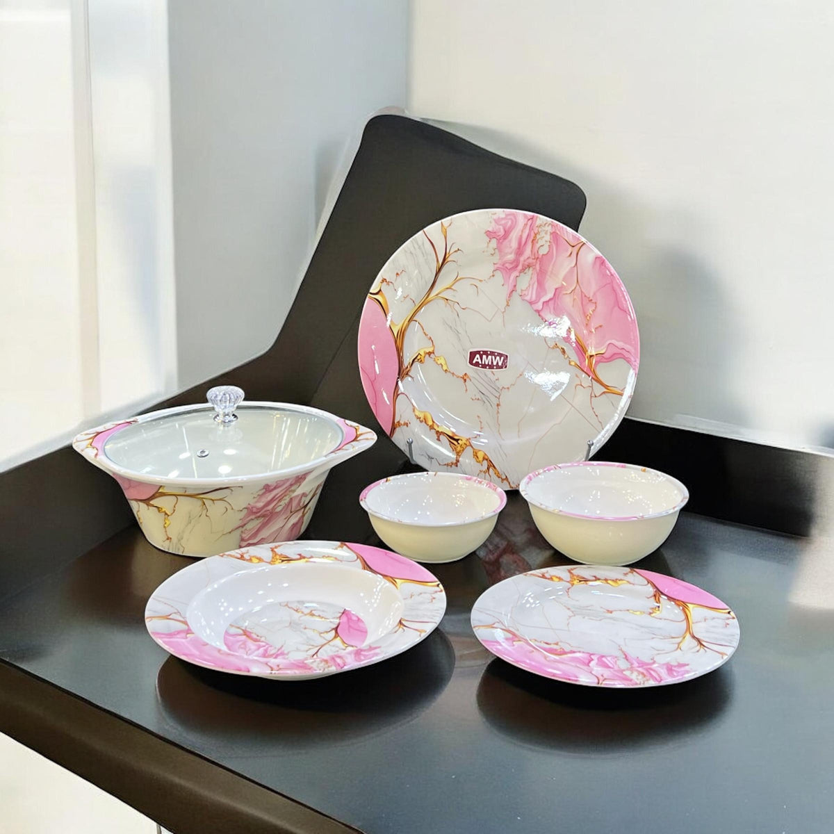 Melamine Dinner with glass lid (72) pcs