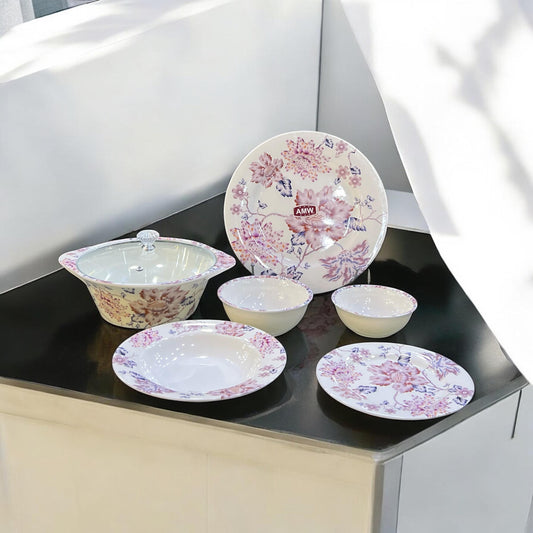 Melamine Dinner with glass lid (72) pcs