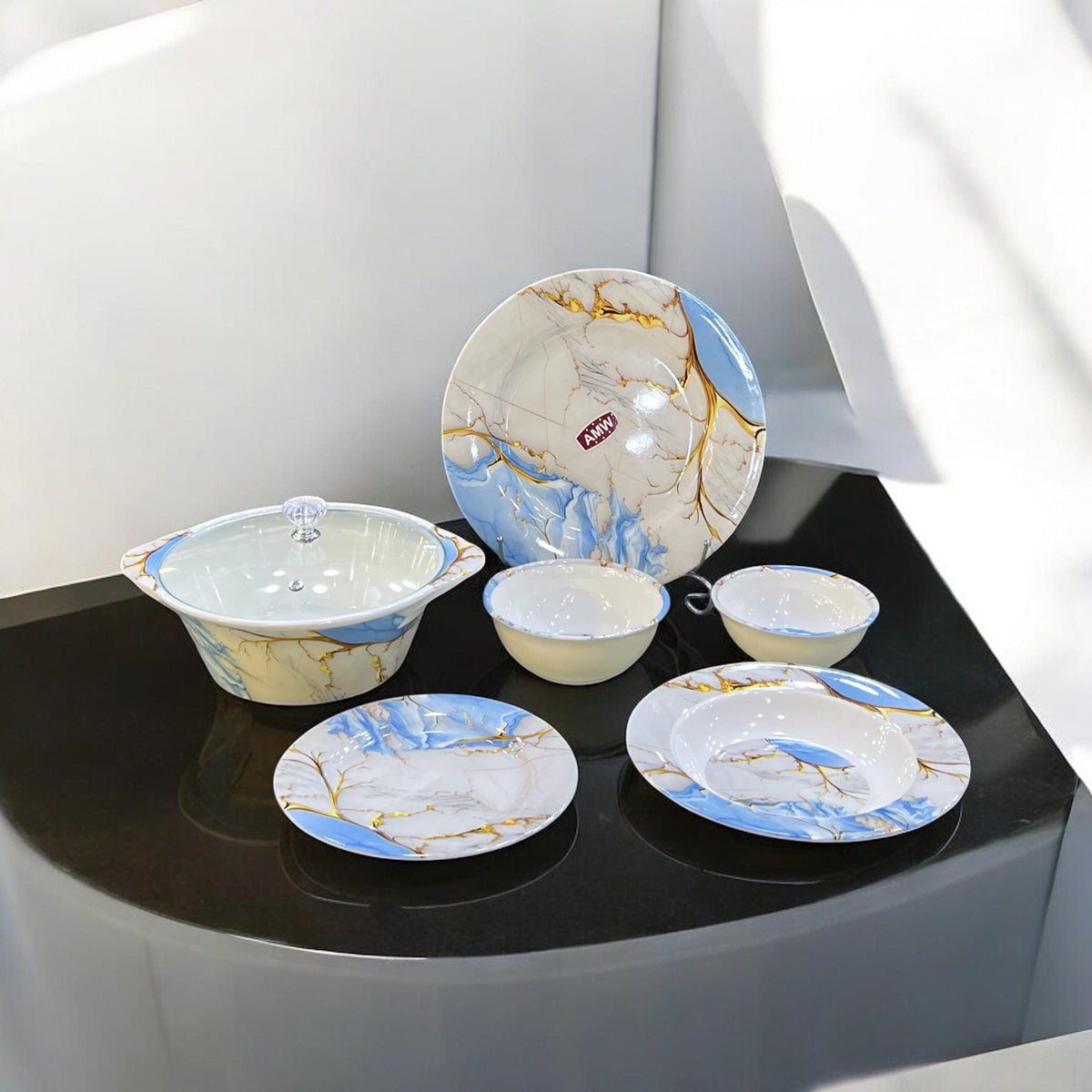 Melamine Dinner with glass lid (72) pcs