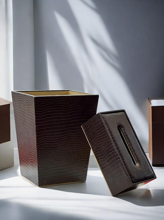 leather dustbin with tissue box