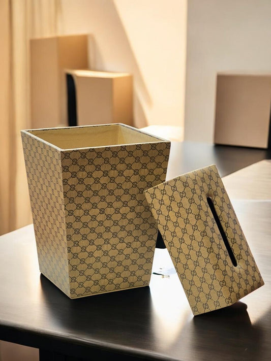 leather dustbin with tissue box