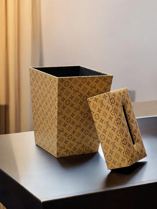 leather dustbin with tissue box