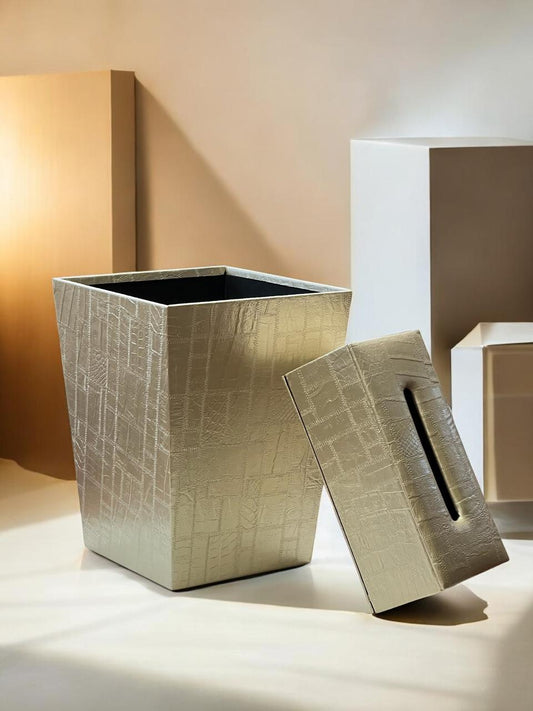 leather dustbin with tissue box