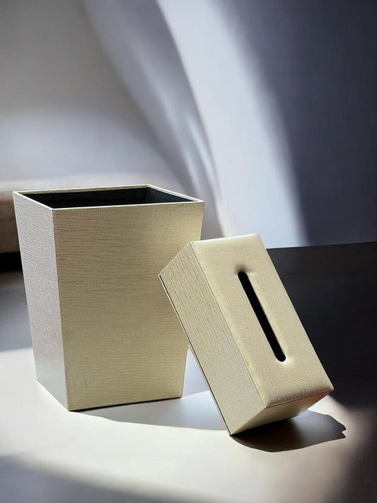 leather dustbin with tissue box