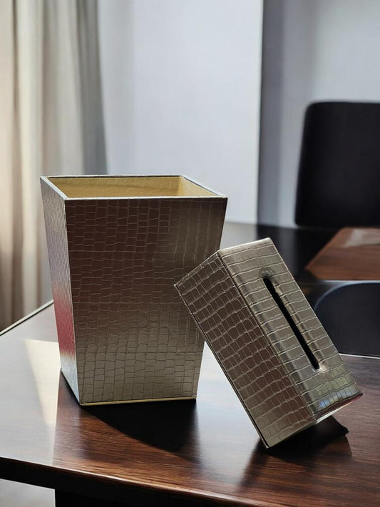 leather dustbin with tissue box