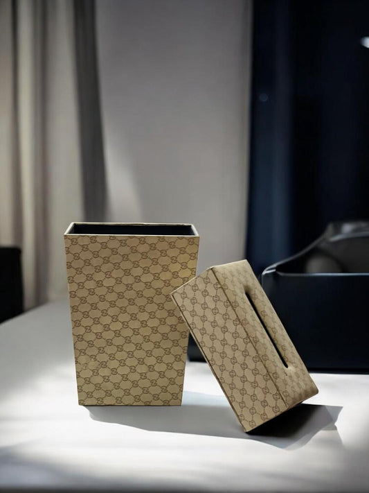 leather dustbin with tissue box
